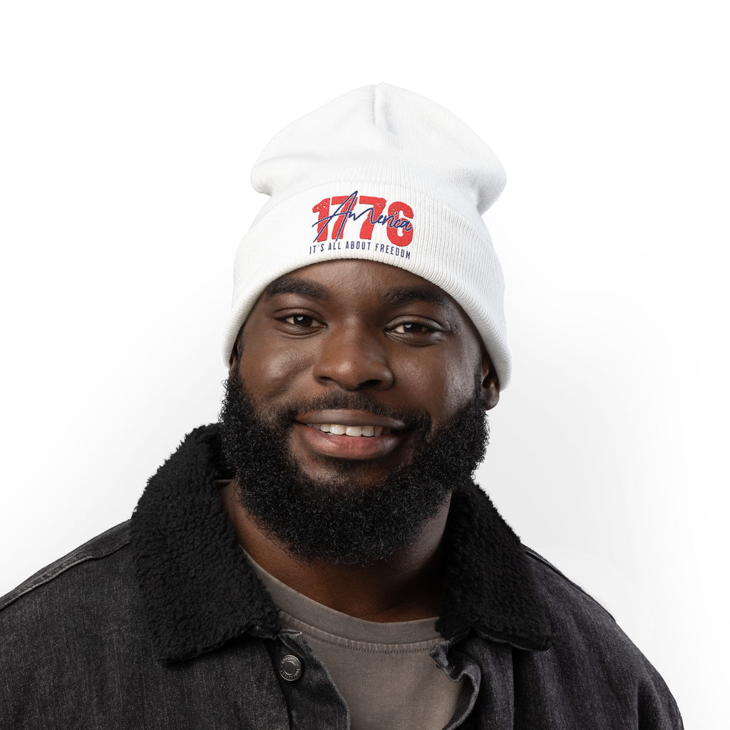 Embroidered '1776 America' Knit Beanie