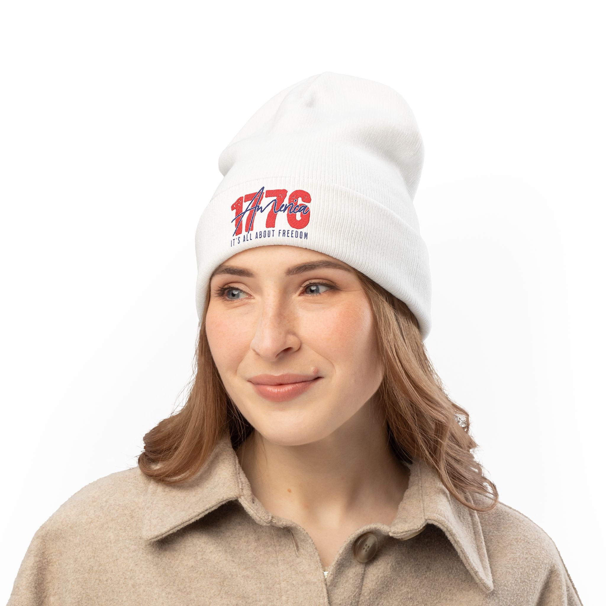 Embroidered '1776 America' Knit Beanie