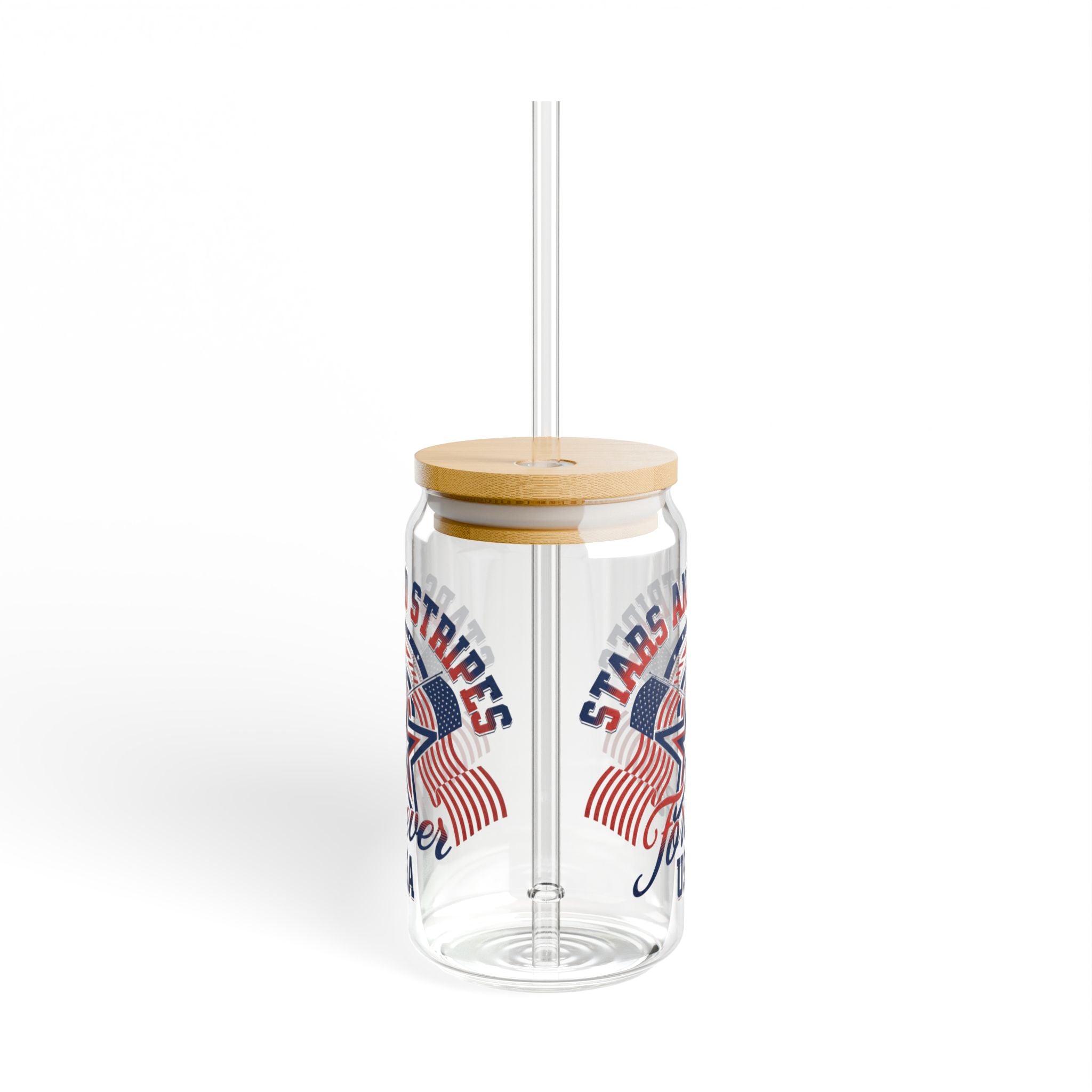 Stars and Stripes Sipper Glass w/Straw (16oz.)