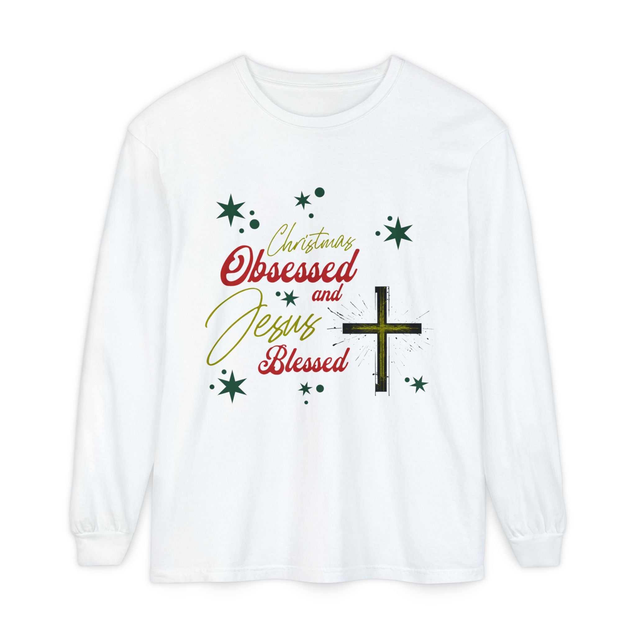 Christmas Obsessed and Jesus Blessed LS T-Shirt