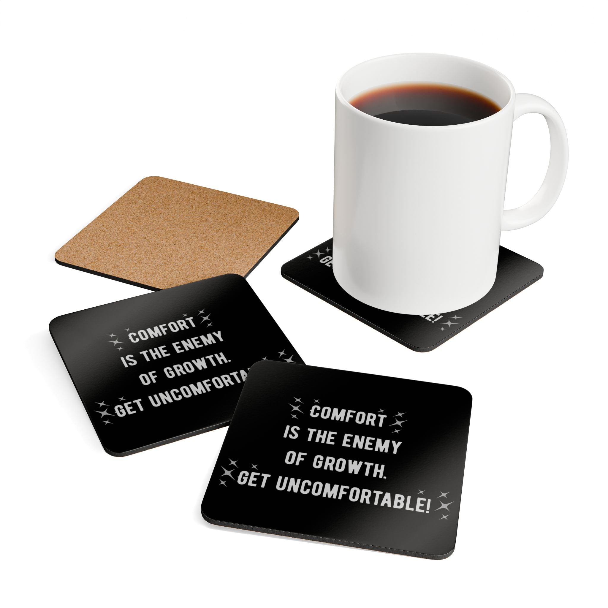 Get Uncomfortable Cork Coaster Set