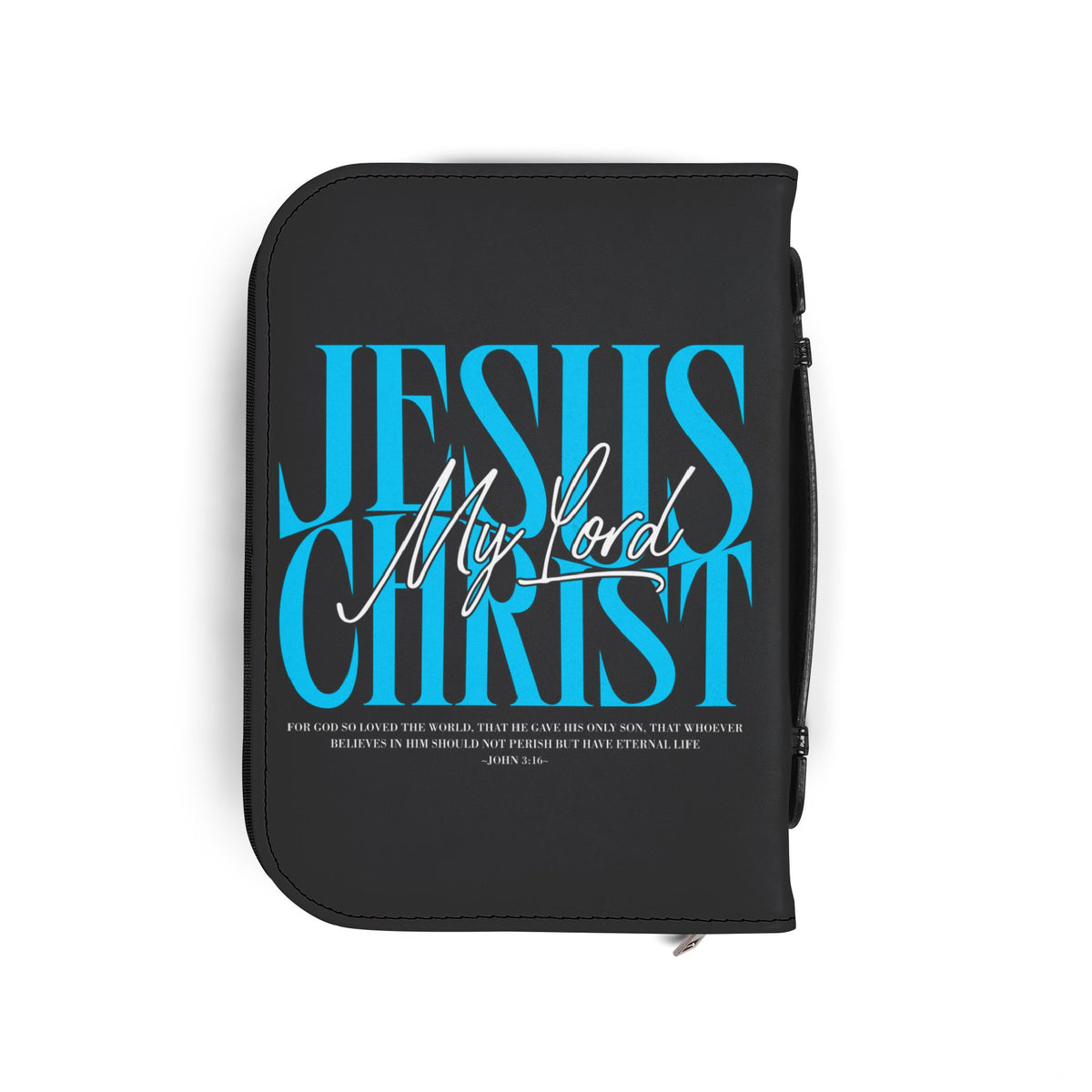 "Jesus Christ My Lord" Bible Cover (Black & Teal)