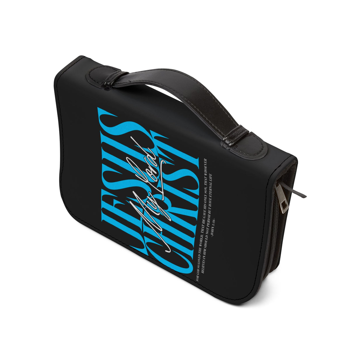 "Jesus Christ My Lord" Bible Cover (Black & Teal)