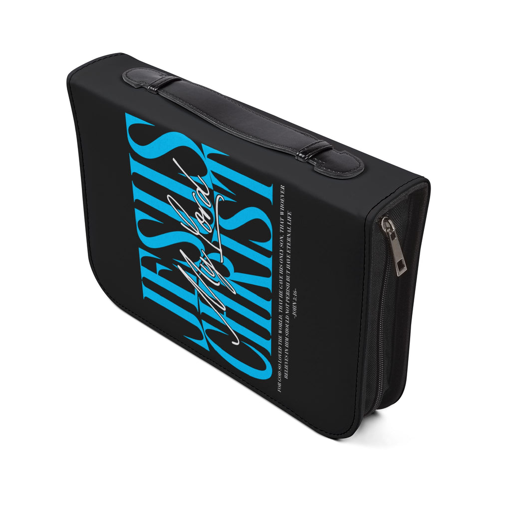 "Jesus Christ My Lord" Bible Cover (Black & Teal)