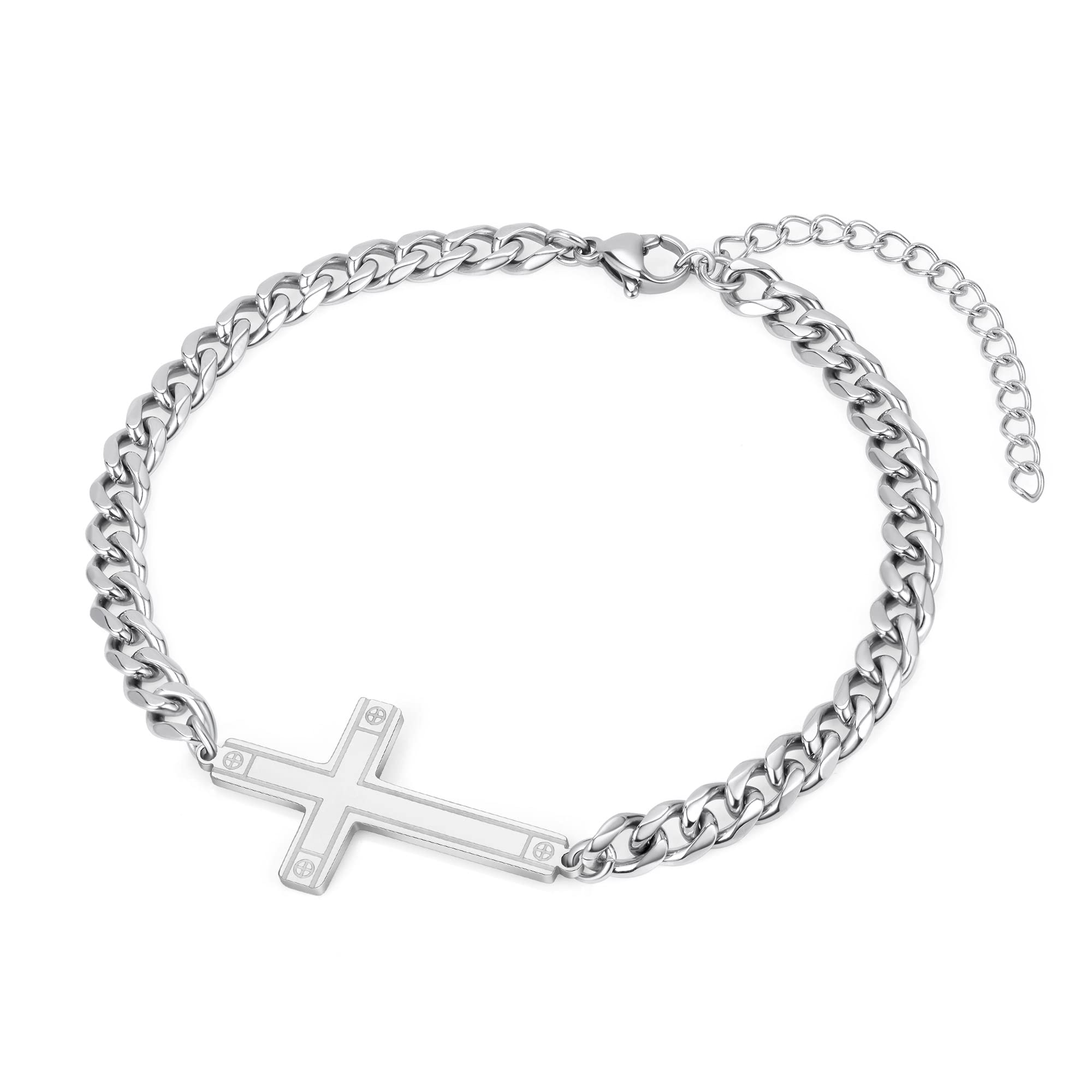 Men's Cross and Chain Bracelet